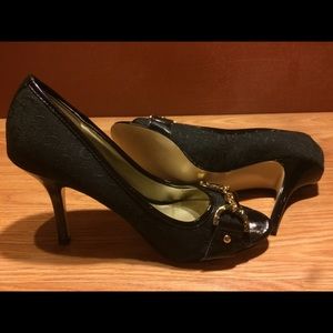 Guess Black With Gold Accent Buckle High Heels